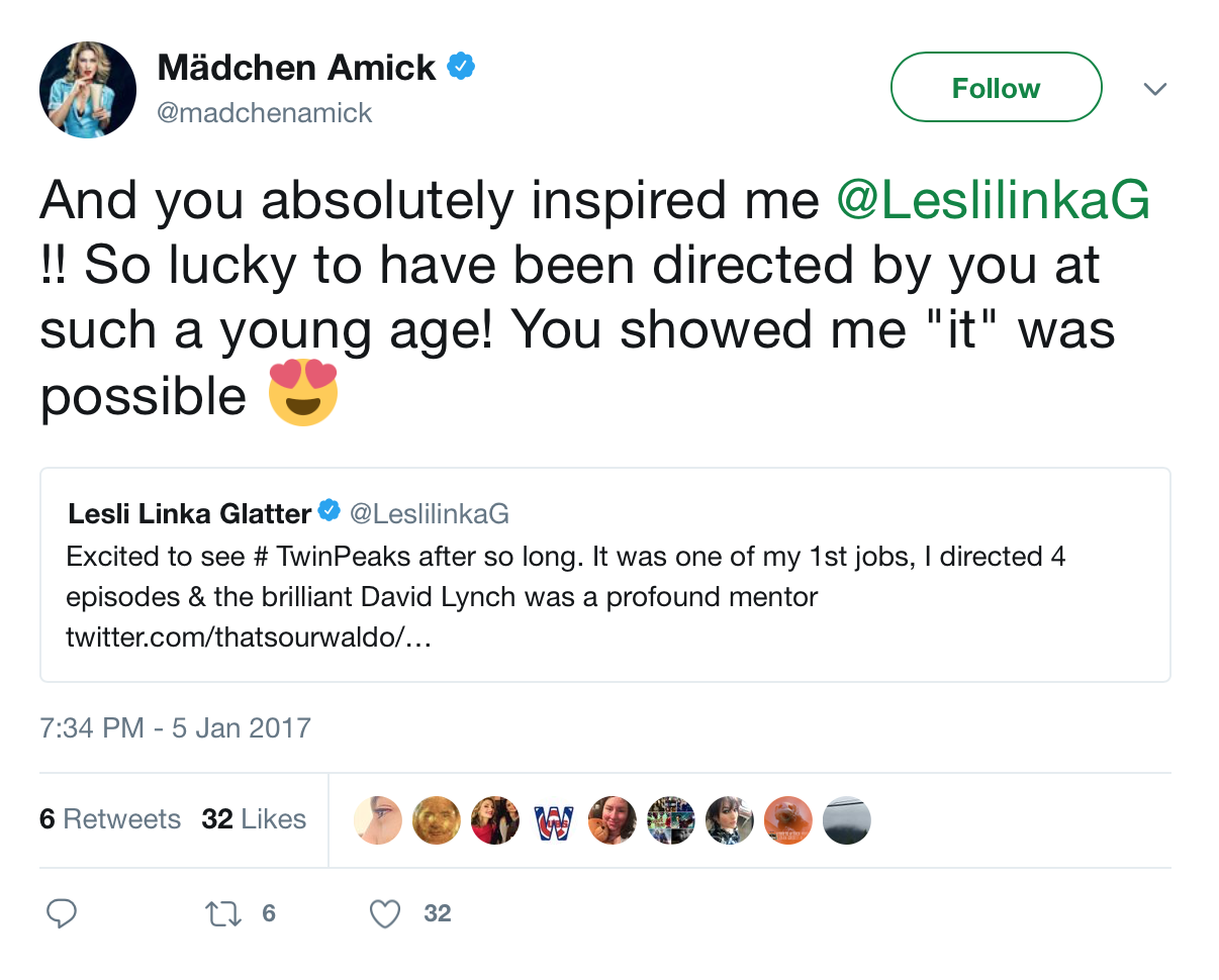 Lesli-Linka-Glatter-Madchen-Amick-Twitter-Exchange